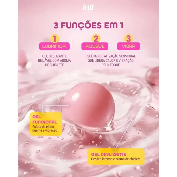 Bubble Vibes Gel Sensorial con Microesferas sabor Chicle 120g (gel deslizante y vibrante)