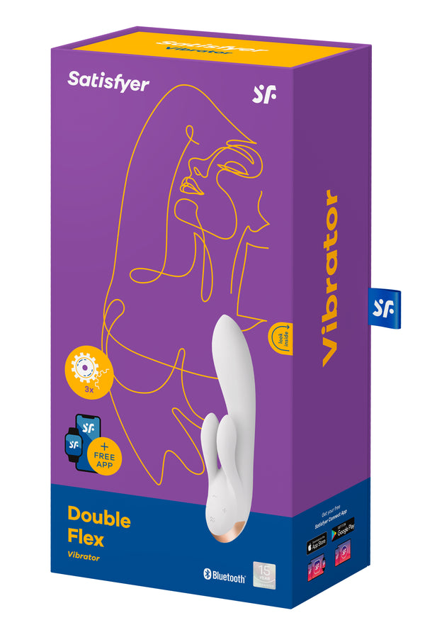 Satisfyer Double Flex Conejo Vibrador Flexible con App - Blanco
