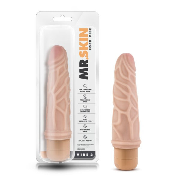 Dr. Skin Cock Vibrador 7.25 pulgada Vibe 3 - Beige