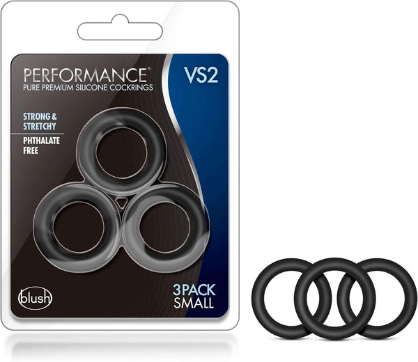 Performance VS2 Pure Premium Silicone Cock Rings - Small - Black