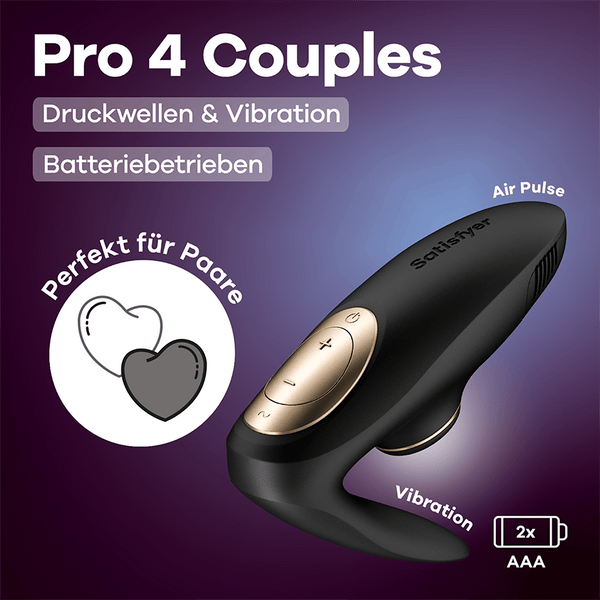 Satisfyer Pro 4 Couples a pilas - vista frontal del producto