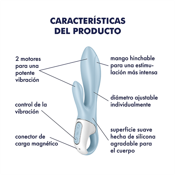 SATISFYER | Air Pump Bunny 1 | Conejo Recargable Inflable (Celeste)