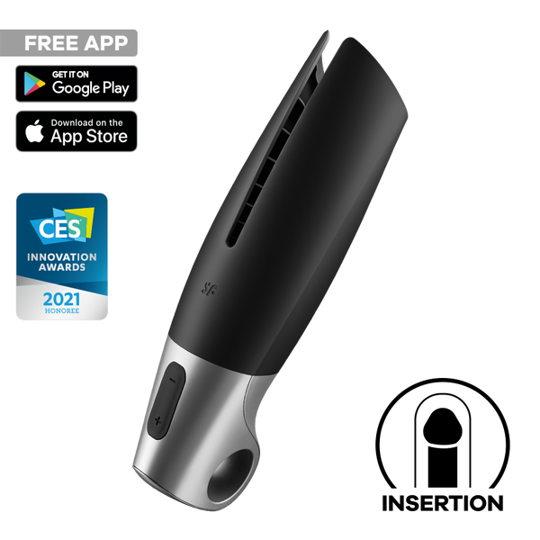 Satisfyer Power Masturbator Connect App Black Silver - vista del producto