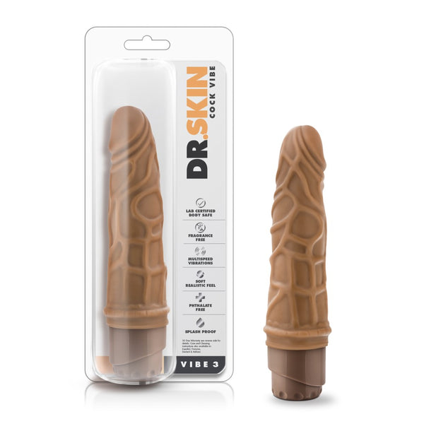 Dr. Skin Cock Vibe 3 Vibrador 7.25in - Mocha